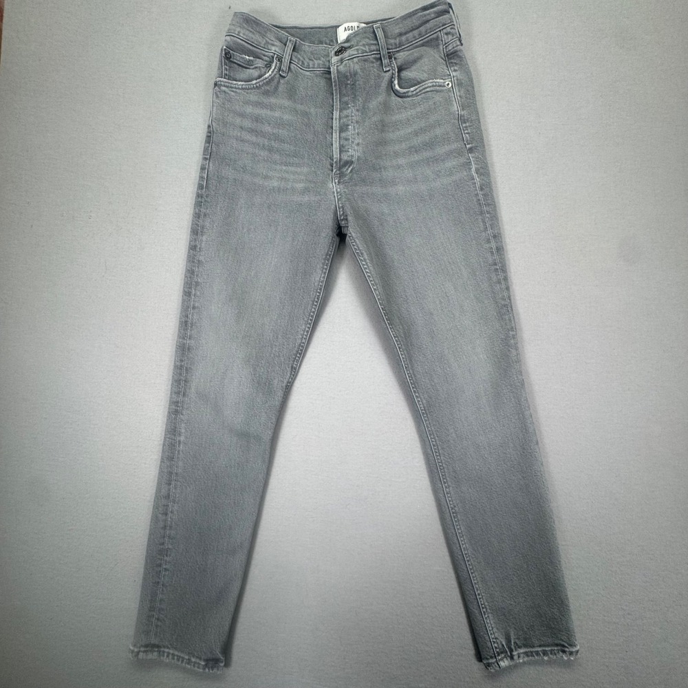 Agolde High Rise Skinny Jeans Grey Button Fly Denim‎ Pants Size 27
